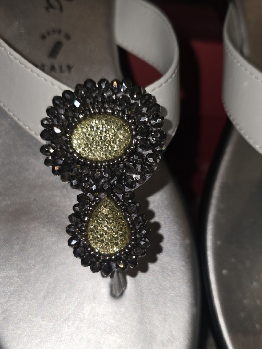 Toscanella White Crystal-Accent Thong Sandals - Picture 4 of 7